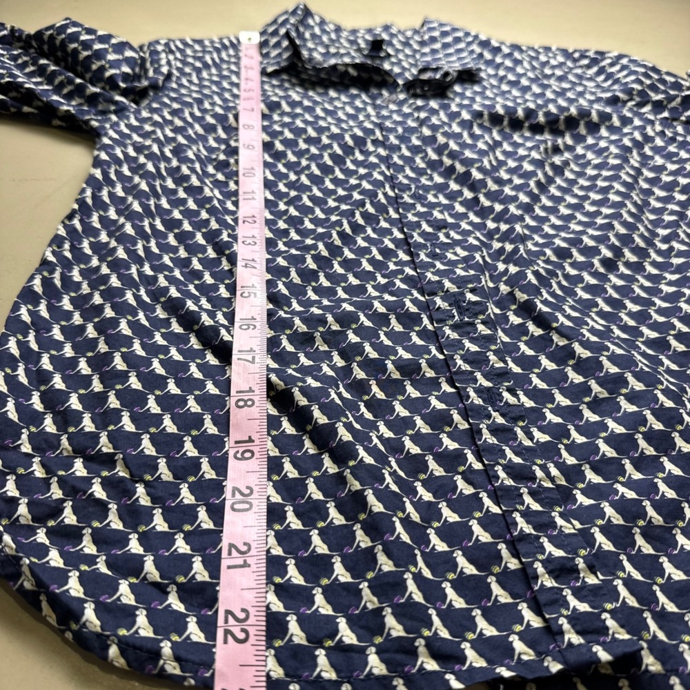 Talbots Dog print Button Down cotton Shirt Women 4P yellow lab preppy coastal - Picture 5 of 7